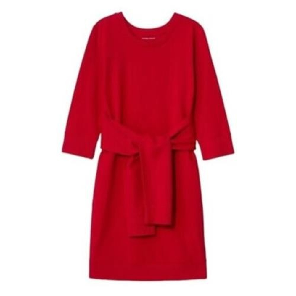 Universal Standard Misa Tie Sweatshirt Dress Red Peruvian Cotton Plus Size 26 28 - Picture 9 of 9